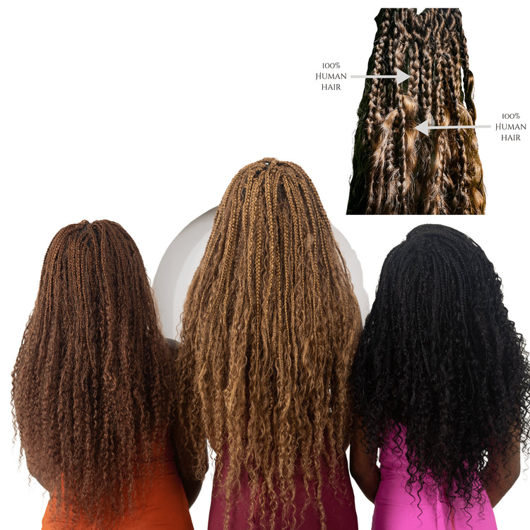100% Human Hair Pre - looped Boho Braids - coilycuehair