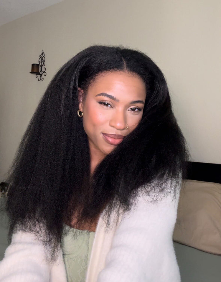 Kinky Straight Human Hair Clip In Extensions - coilycuehair