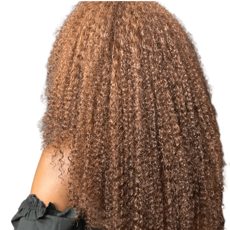 100% Virgin Human Hair Kinky Coily Wefted Bundles for 4A–4C hair brown 